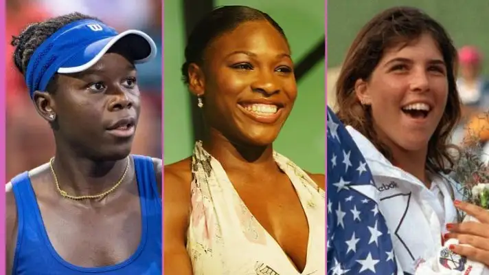 L-R: Victoria Mboko, Serena Williams, and Jennifer Capriati.