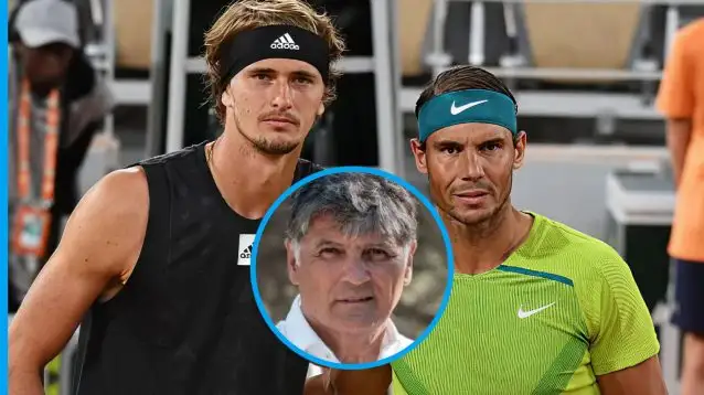Alexander Zverev, Rafael Nadal, and Toni Nadal.