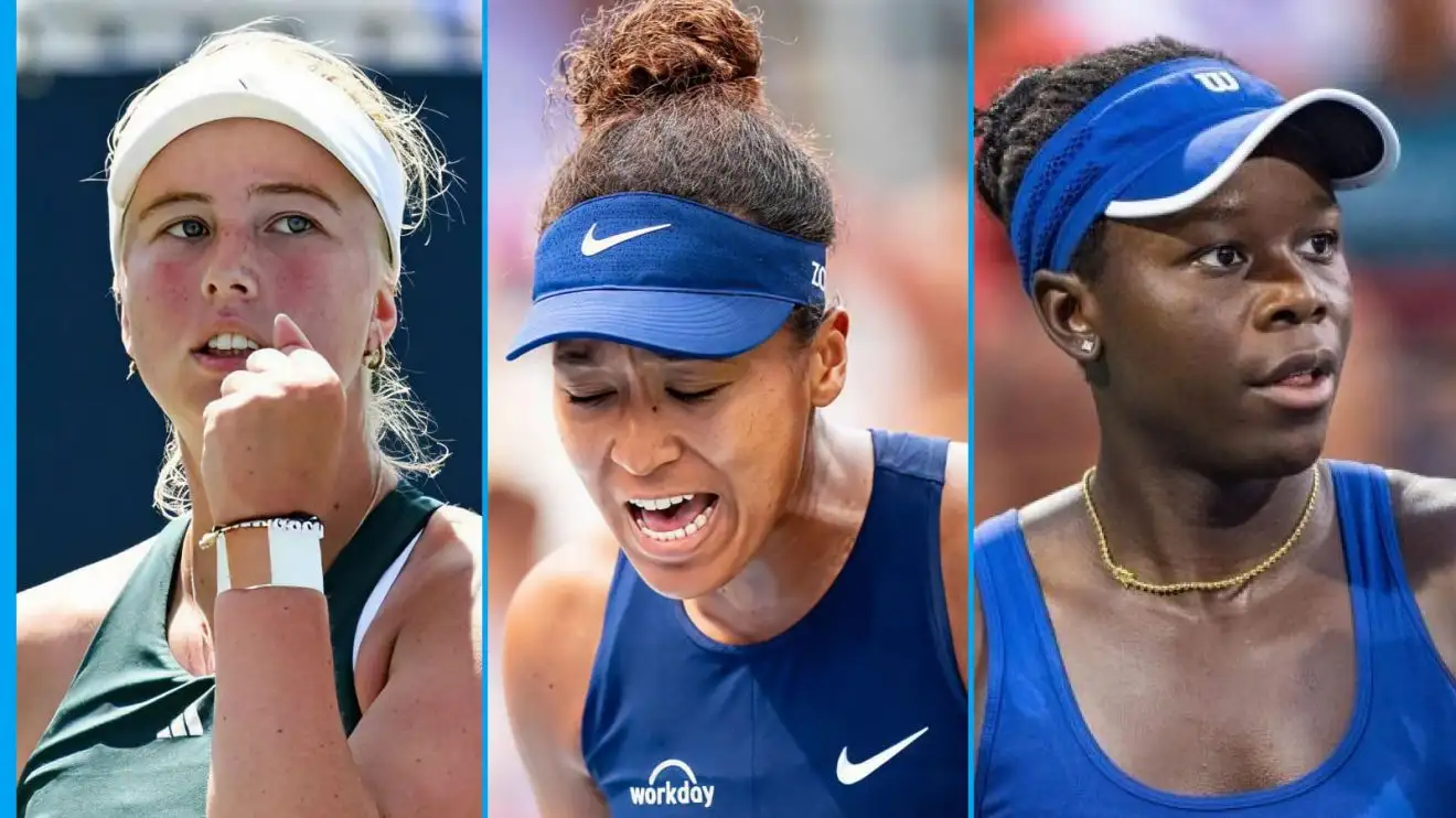 L-R: Clara Tauson, Naomi Osaka, and Victoria Mboko.