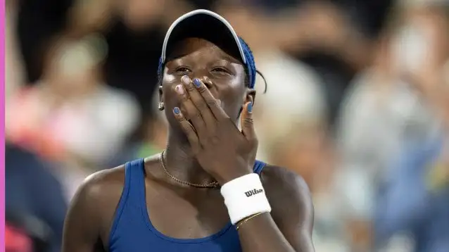 Pictured: Victoria Mboko celebrating