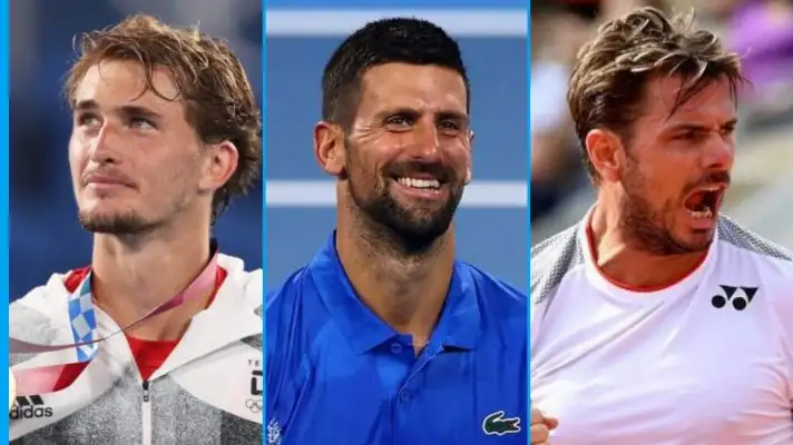 L-R: Alexander Zverev, Novak Djokovic, and Stan Wawrinka.
