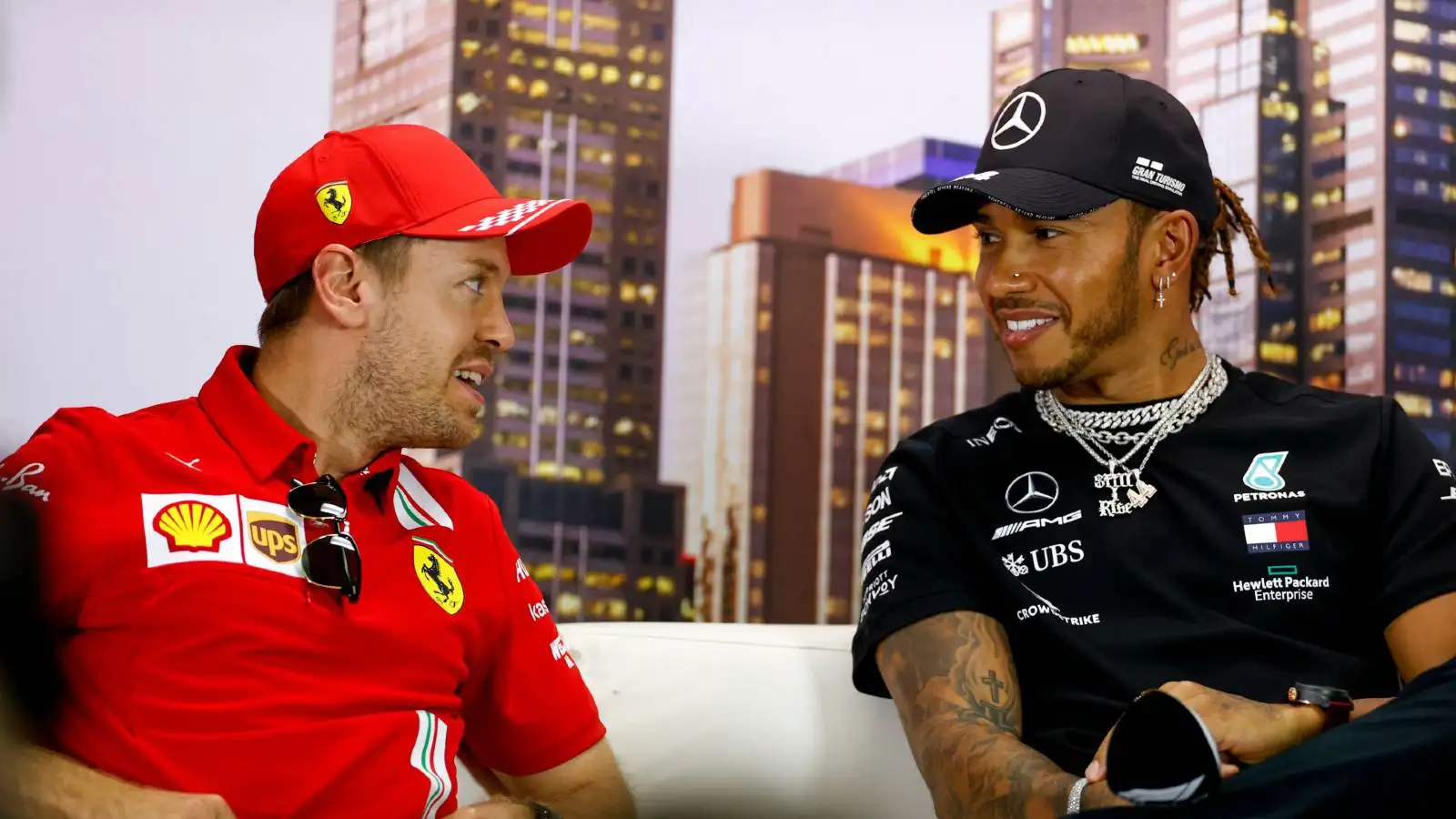 Vettel Conference Sebastian Vettel was 'never in same class' as Lewis Hamilton