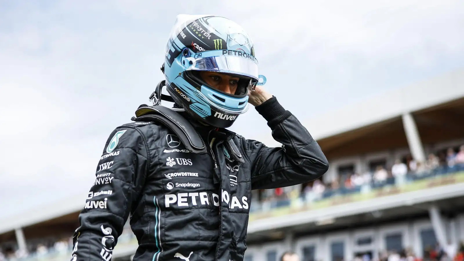 George Russel Racing Toto Wolff slams fist as George Russell becomes victim of new ...