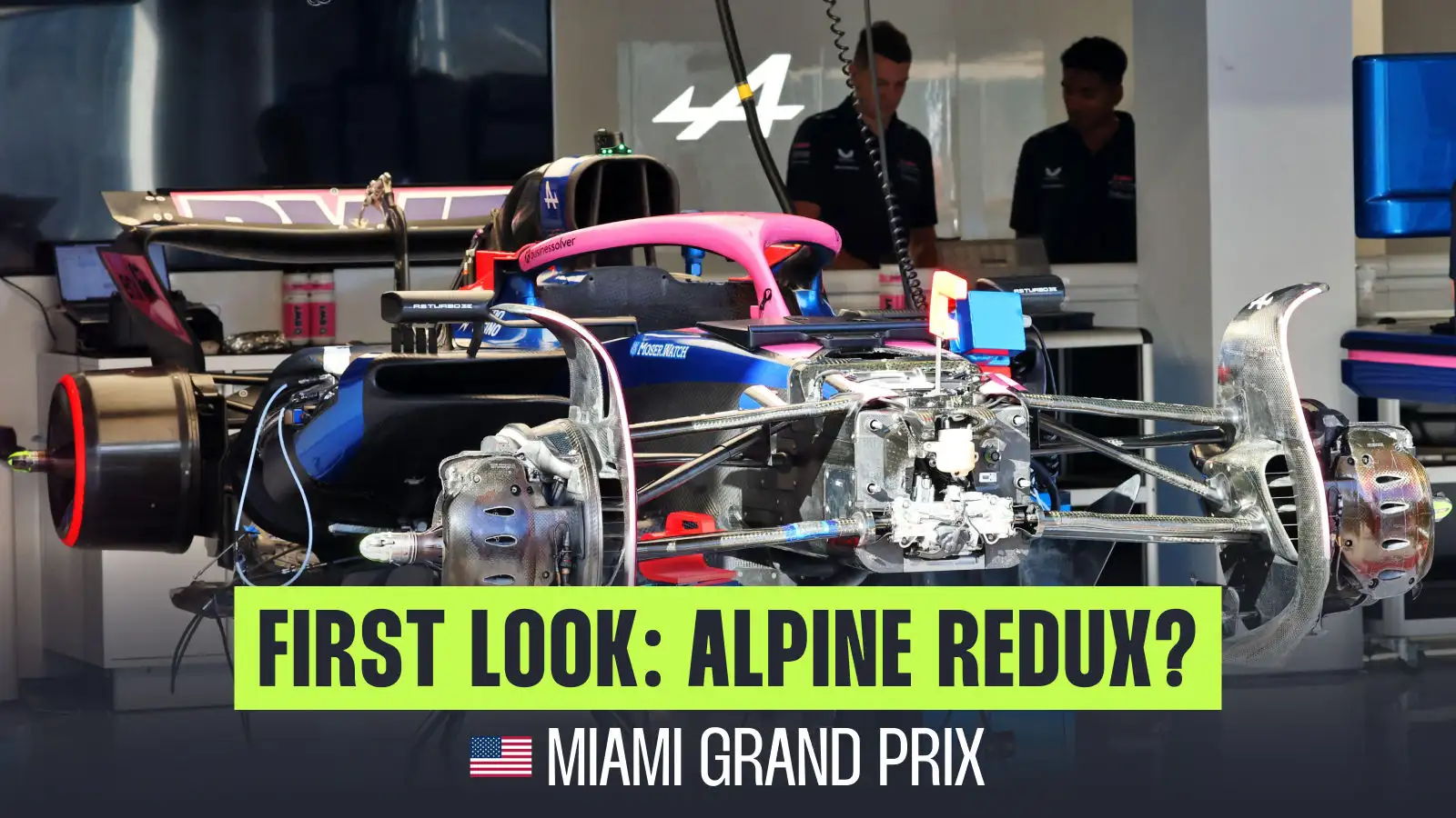 Alpine Front Alpine front wing catches the eye with open display at Miami Grand Prix