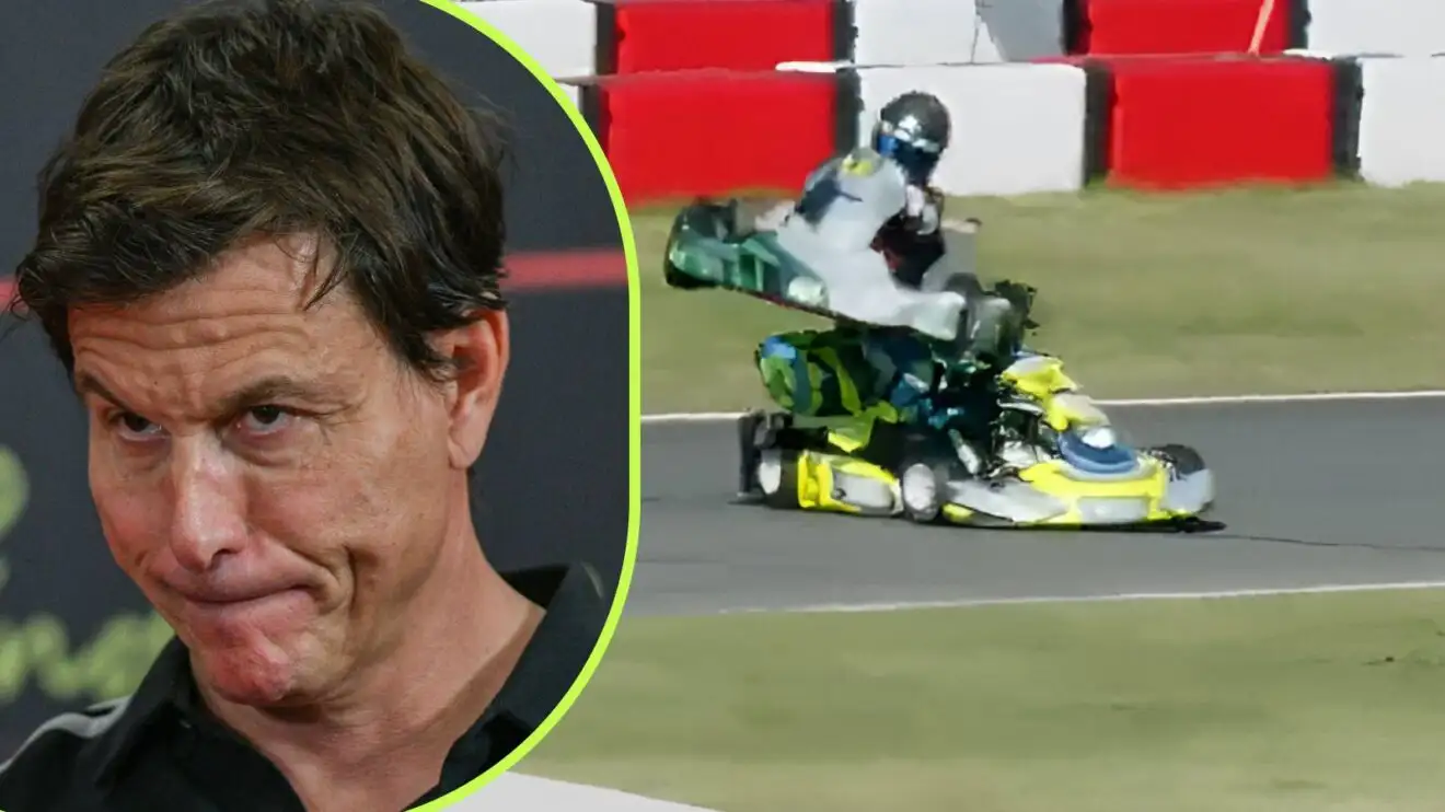 Williams Kart Racing Toto Wolff's son Jack escapes injury after frightening karting crash in ...