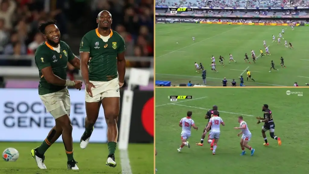 Lukhanyo Am and Makazole Mapimpi recreate historic Rugby World Cup final try